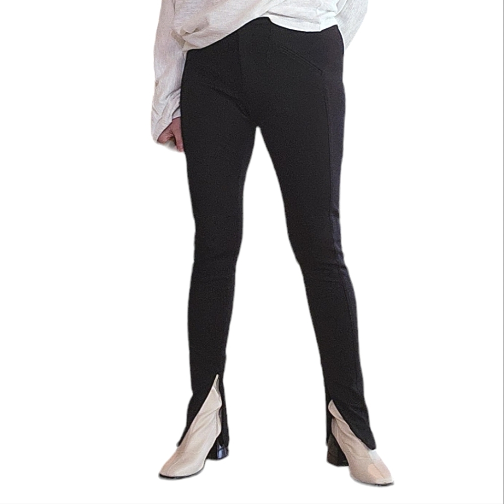Alexander Wang Zippered Hem Stretch Office Outing Leggings sz 8 black